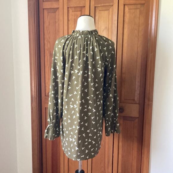 Kaari Blue Green Bird Print Pullover Top, Size M - Picture 4 of 8